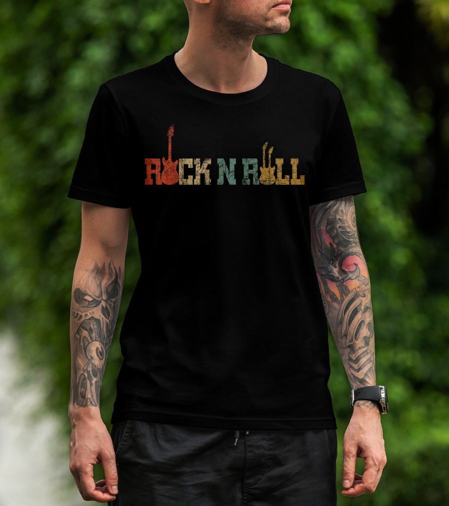 Retro Vintage Rock N Roll Guitar Music Lover T-Shirt