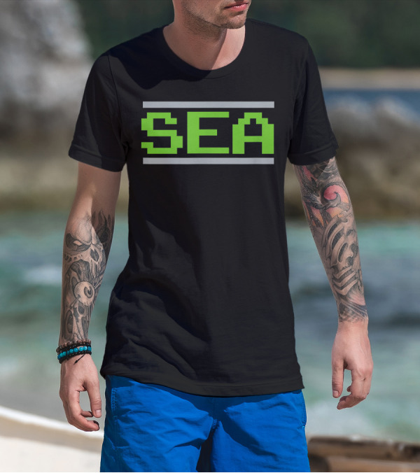 Seattle Football Classic Sea Video Game Font T-Shirt