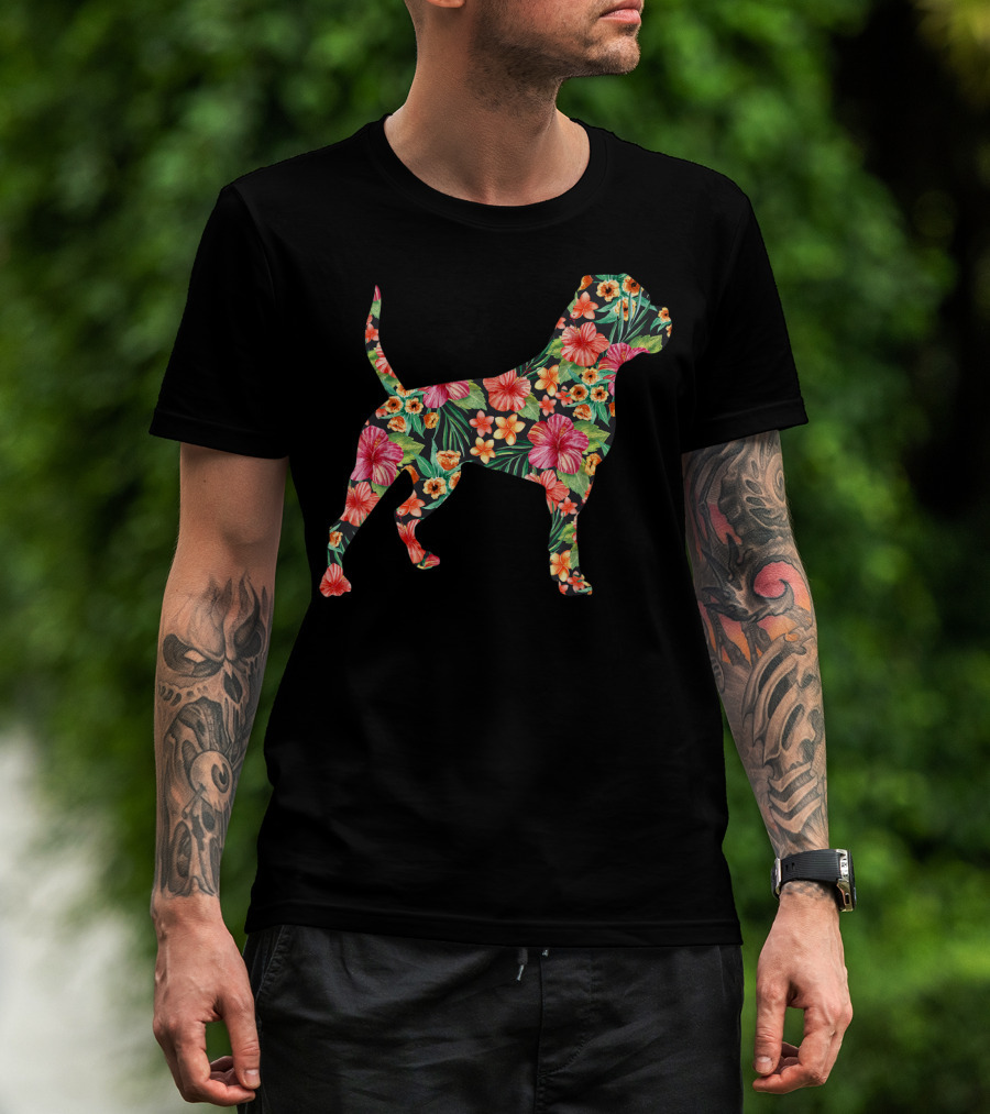 American Bulldog Tropical Floral T-Shirt