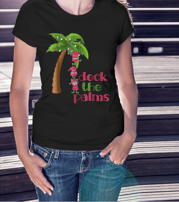 Deck The Palms Christmas In July Beach Cruise T-Shirt