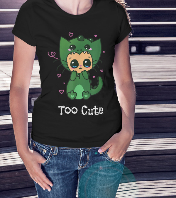 Too Cute Anime Chibi Kitten Dinosaur T-Shirt