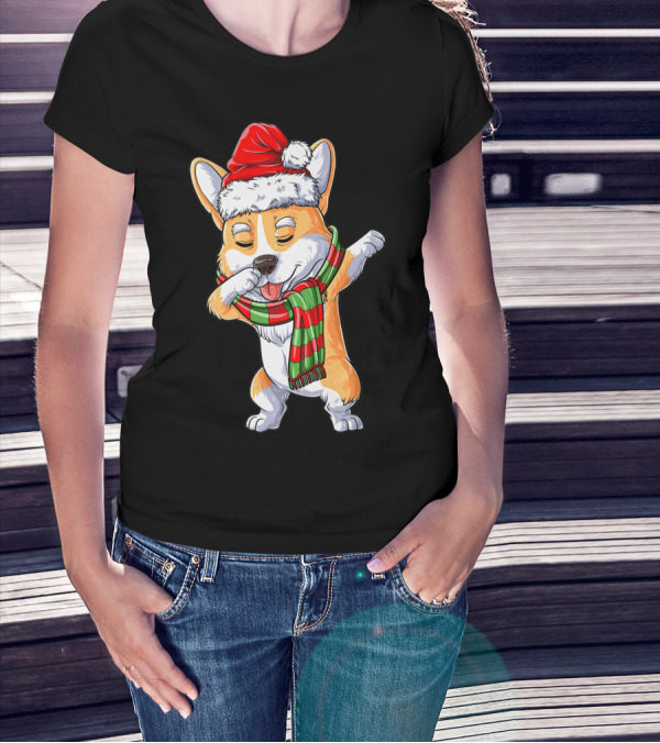 Corgi Santa Dabbing Christmas Girls Scarf T-Shirt