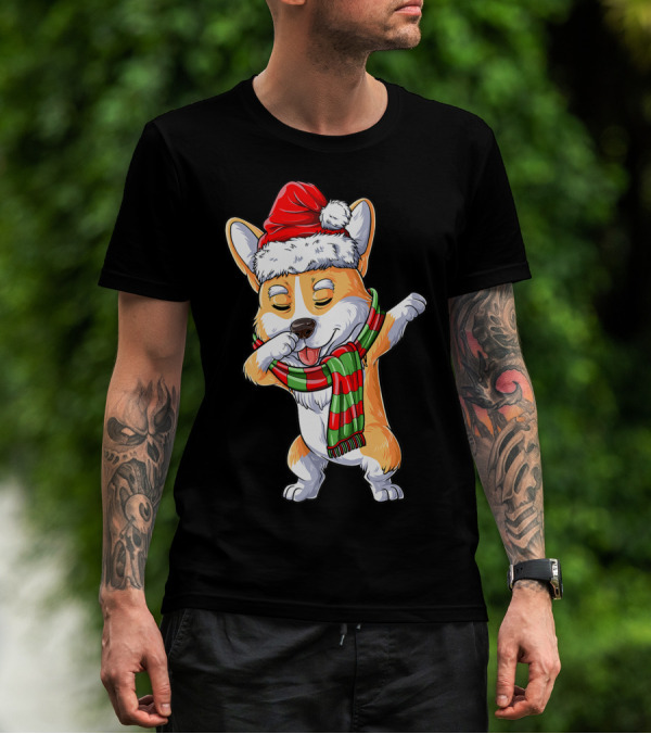 Corgi Santa Dabbing Christmas Girls Scarf T-Shirt