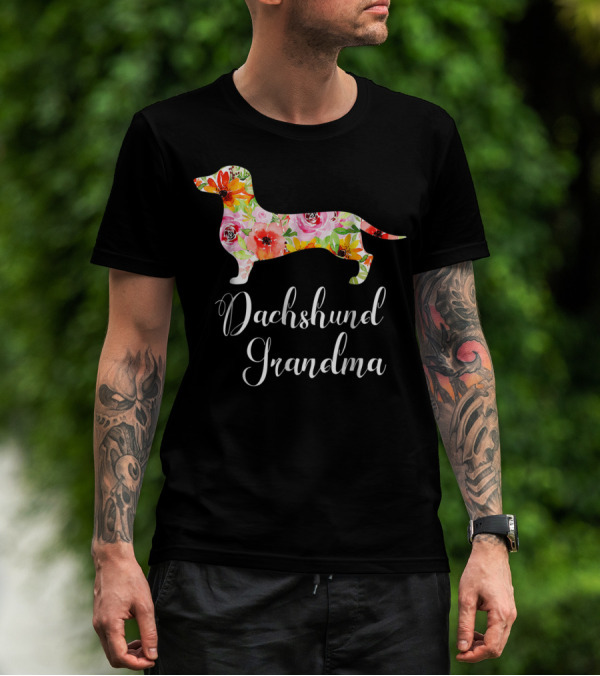 Dachshund Grandma Floral Dog Lover's Funny T-Shirt