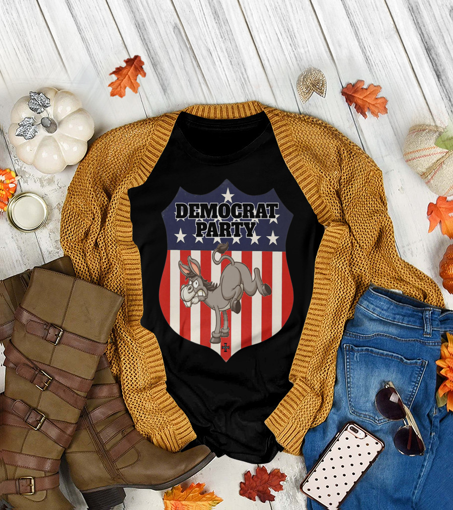 Democrat Party Shield Stars and Stripes Donkey T-Shirt