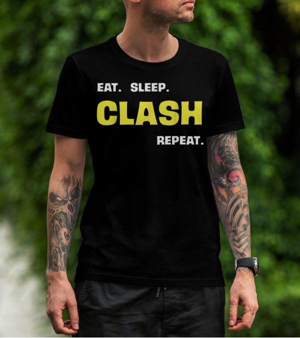 Eat Sleep Clash Repeat Retro Gaming Motif T-Shirt