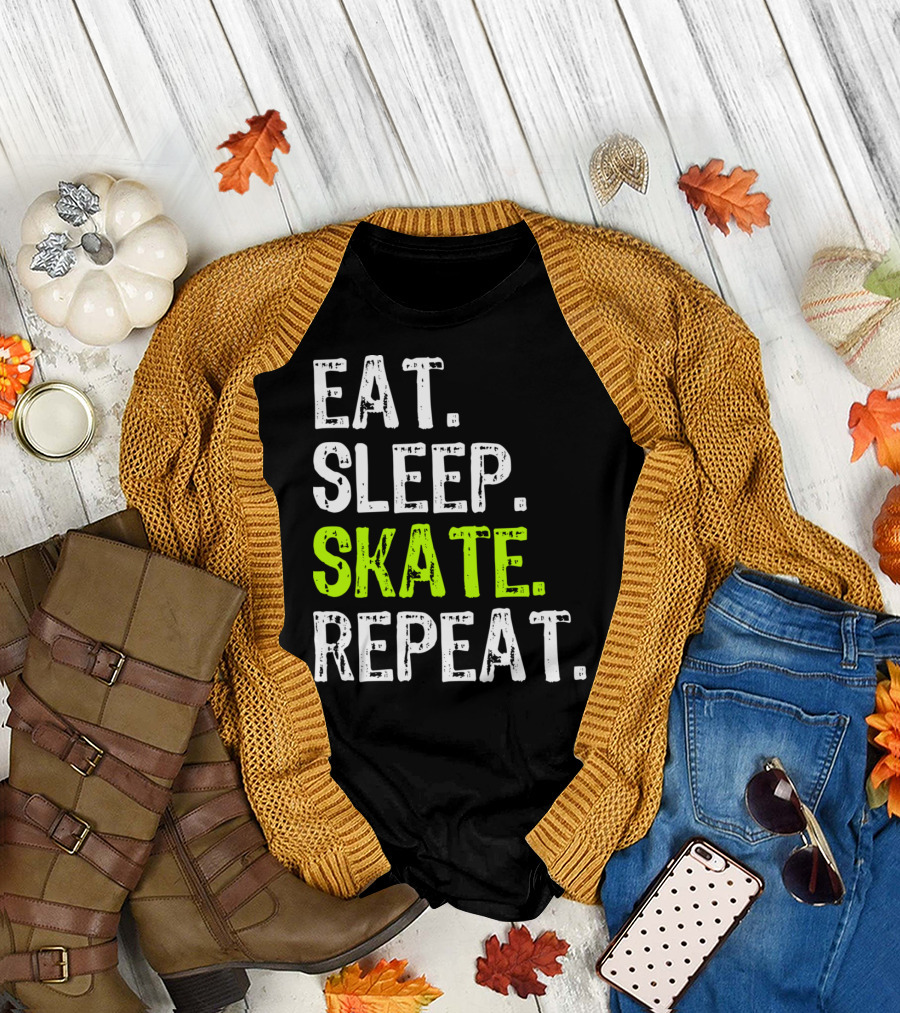 Eat Sleep Skate Repeat Skater Lifestyle Routine T-Shirt