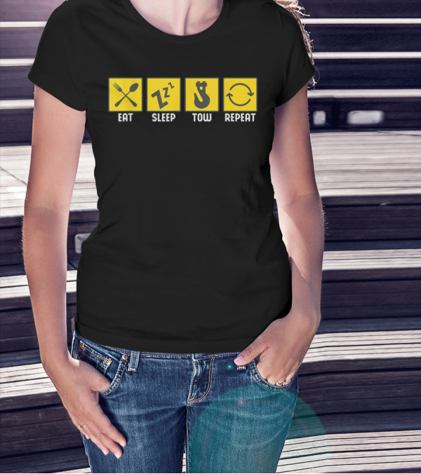 Eat Sleep Tow Repeat Funny Tow Truck Driver Icon Symbols T-Shirt