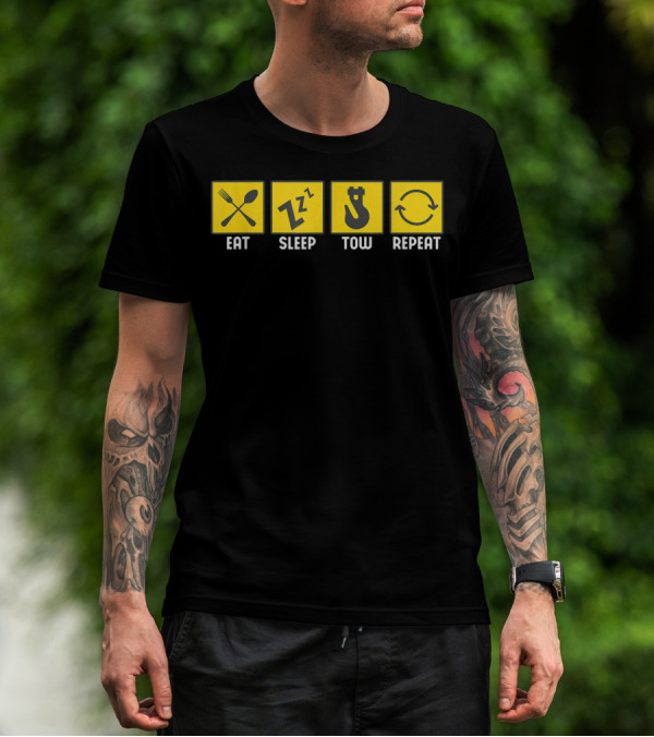 Eat Sleep Tow Repeat Funny Tow Truck Driver Icon Symbols T-Shirt