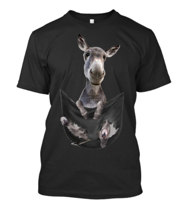Funny Donkey Peeking From Pocket T-Shirt