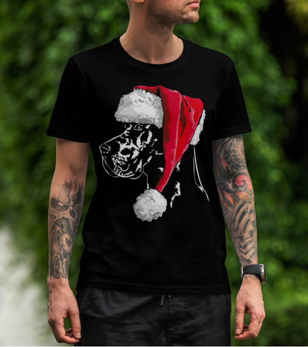 Great Dane Santa Hat Christmas Dog Humor T-Shirt