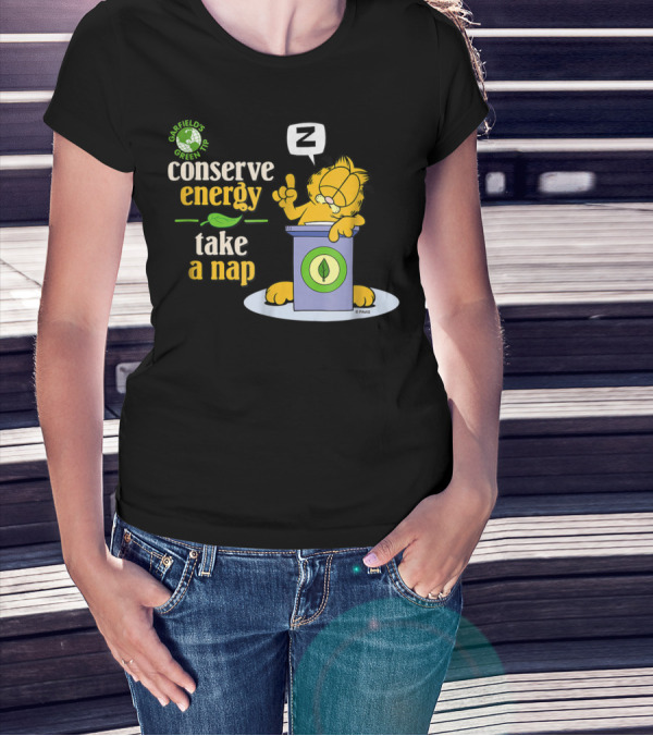 Garfield's Green Tip Conserve Energy Take A Nap T-Shirt
