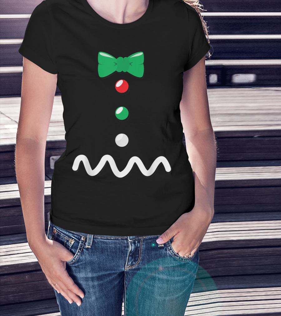 Gingerbread Man Christmas Bow Tie Décor T-Shirt