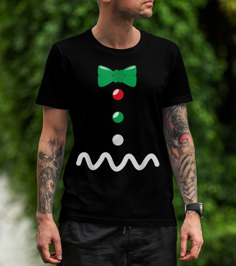 Gingerbread Man Christmas Bow Tie Décor T-Shirt