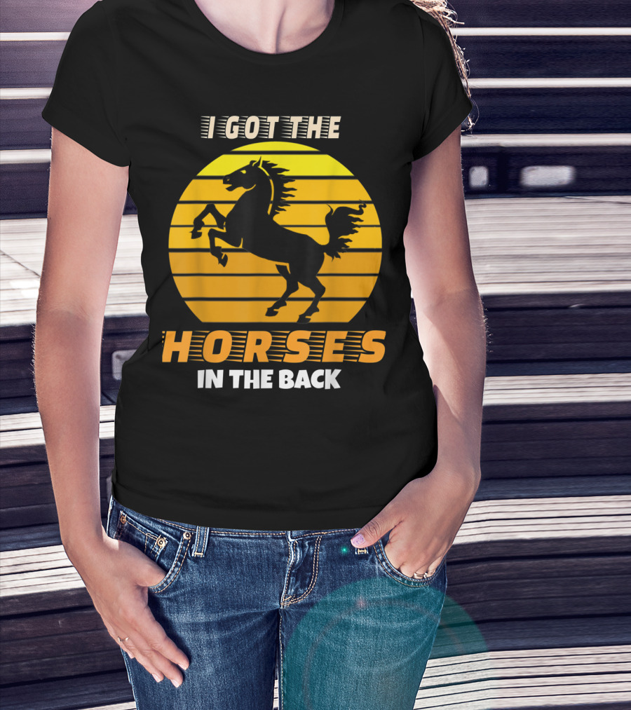 I Got The Horses In The Back Rearing Stallion Sunset T-Shirt