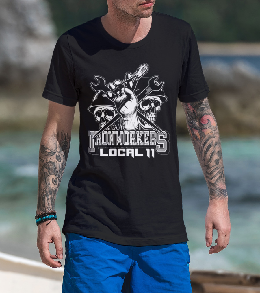Ironworker Local 11 Newark NJ Skull Spud Ironworkers Local 11 T-Shirt