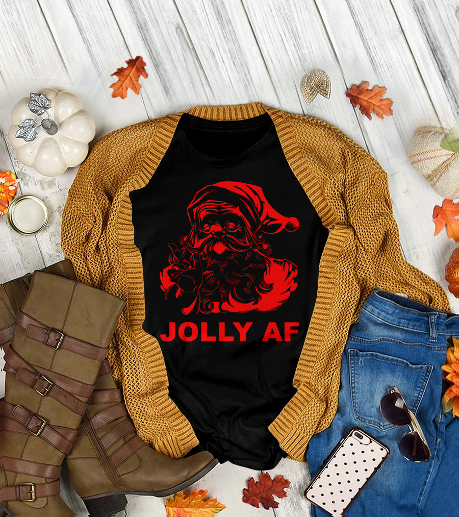 Jolly AF Funny Christmas Santa T-Shirt