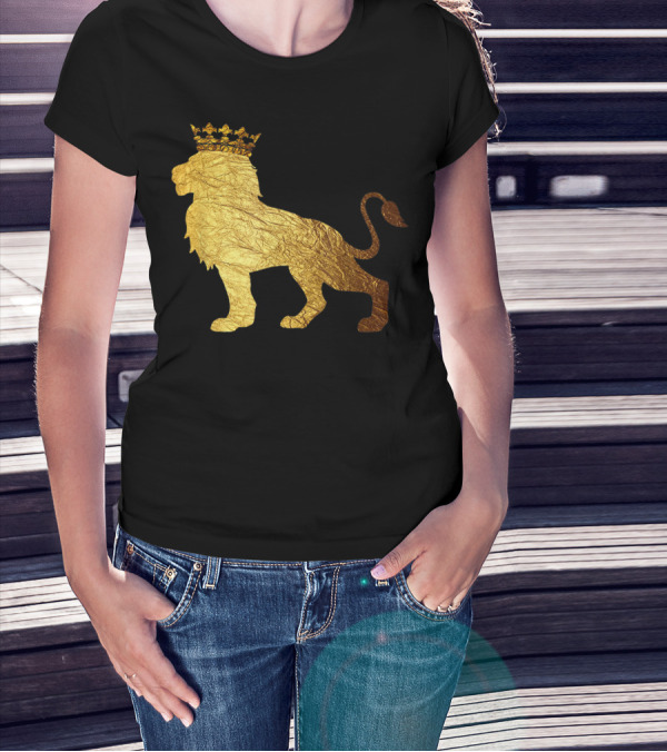 King Of The Jungle Lion With Golden Crown T-Shirt
