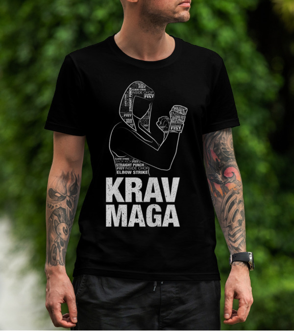 Krav Maga Woman Martial Arts Self Defence Straight Punch Elbow Strike Fist Techniques T-Shirt