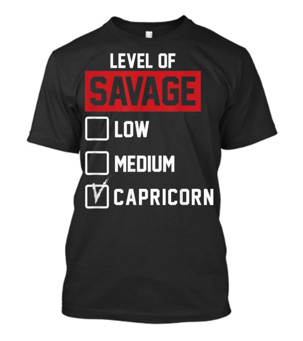 Level Of Savage Capricorn Checked Box Low Medium T-Shirt