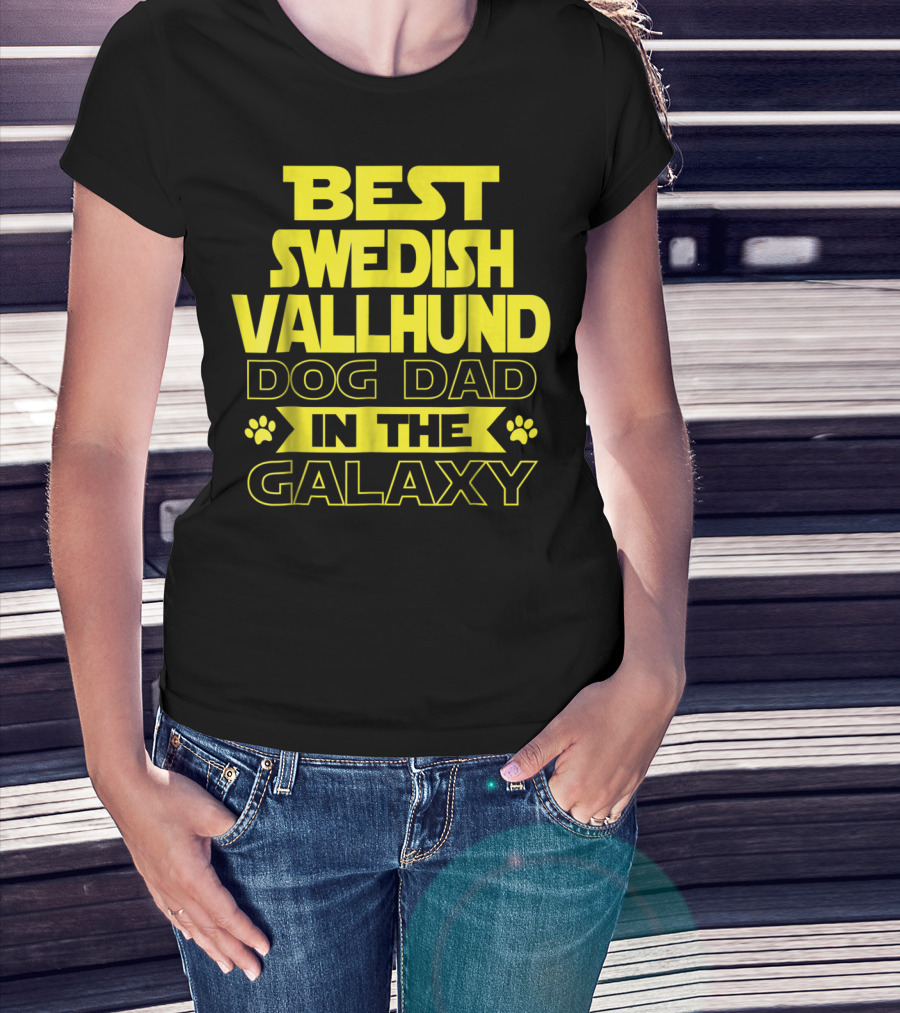 Best Swedish Vallhund Dog Dad In The Galaxy T-Shirt