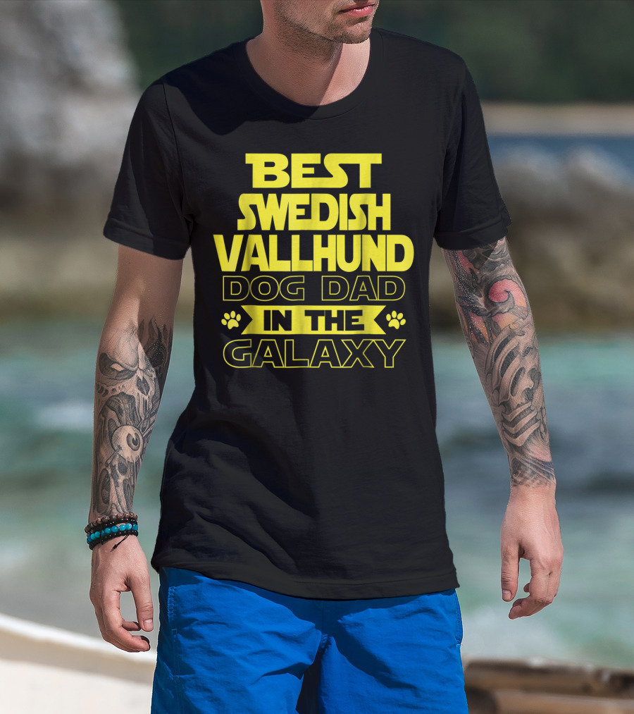 Best Swedish Vallhund Dog Dad In The Galaxy T-Shirt