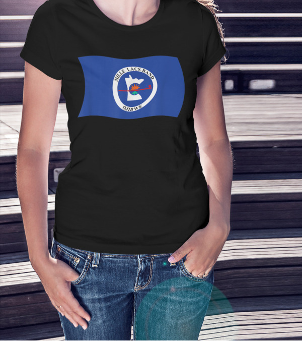 Mille Lacs Band Ojibwe Reservation Flag Blue Background T-Shirt