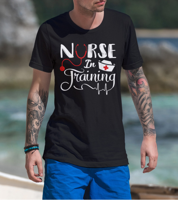 Nurse In Training Future Nurse Nursing Student Stethoscope Nurse Hat EKG T-Shirt