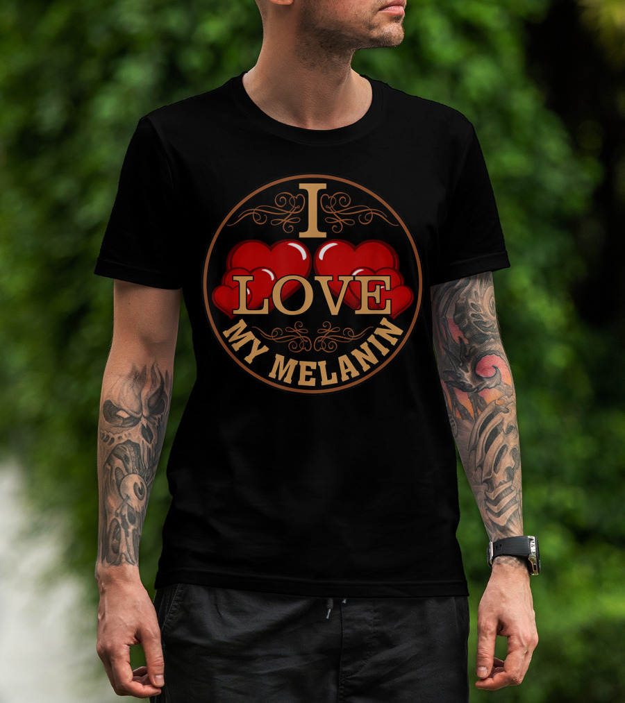Oheneba I Love My Melanin Black Pride Heart T-Shirt