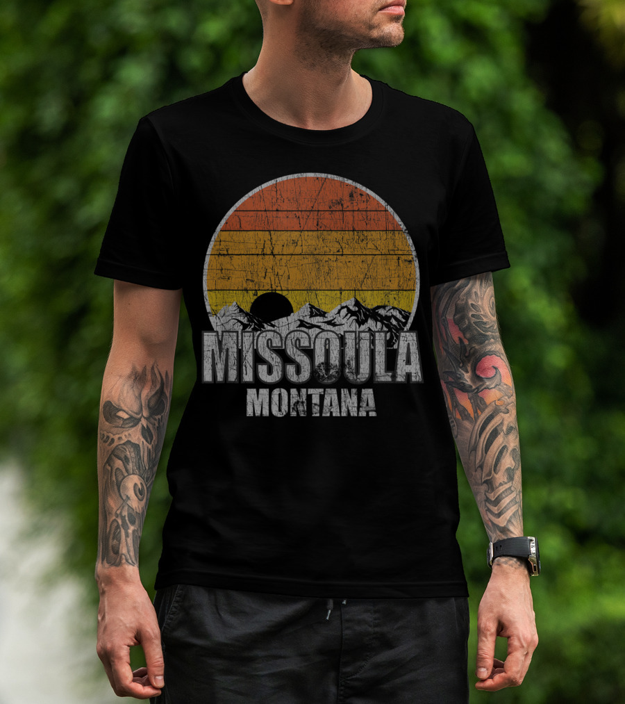 Retro Missoula Montana Vintage Sunset Mountains T-Shirt