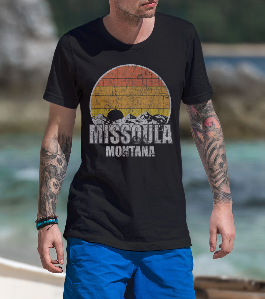 Retro Missoula Montana Vintage Sunset Mountains T-Shirt