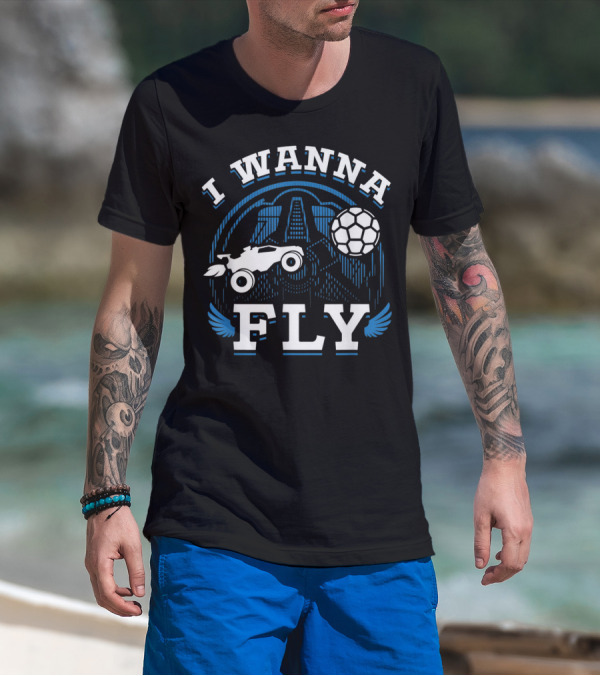 Rokt Leeg I Wanna Fly Funny Troll Car Soccer T-Shirt