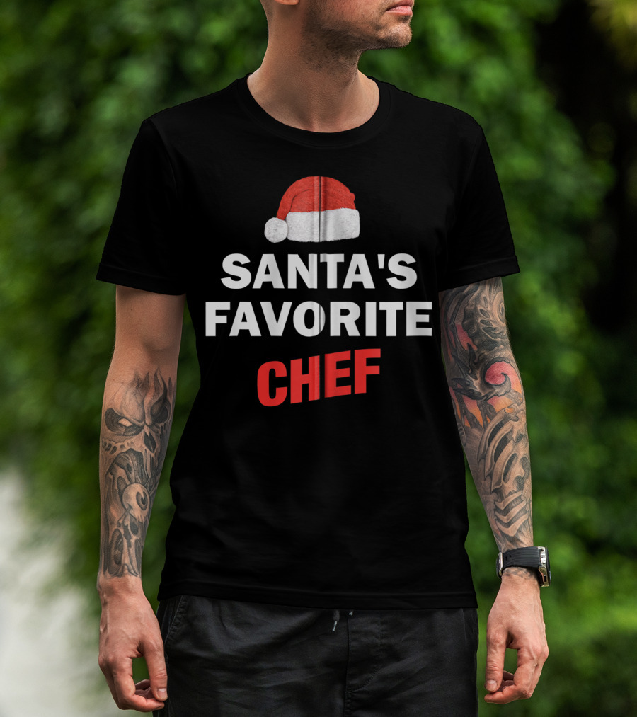 Santa's Favorite Chef Christmas Hat T-Shirt