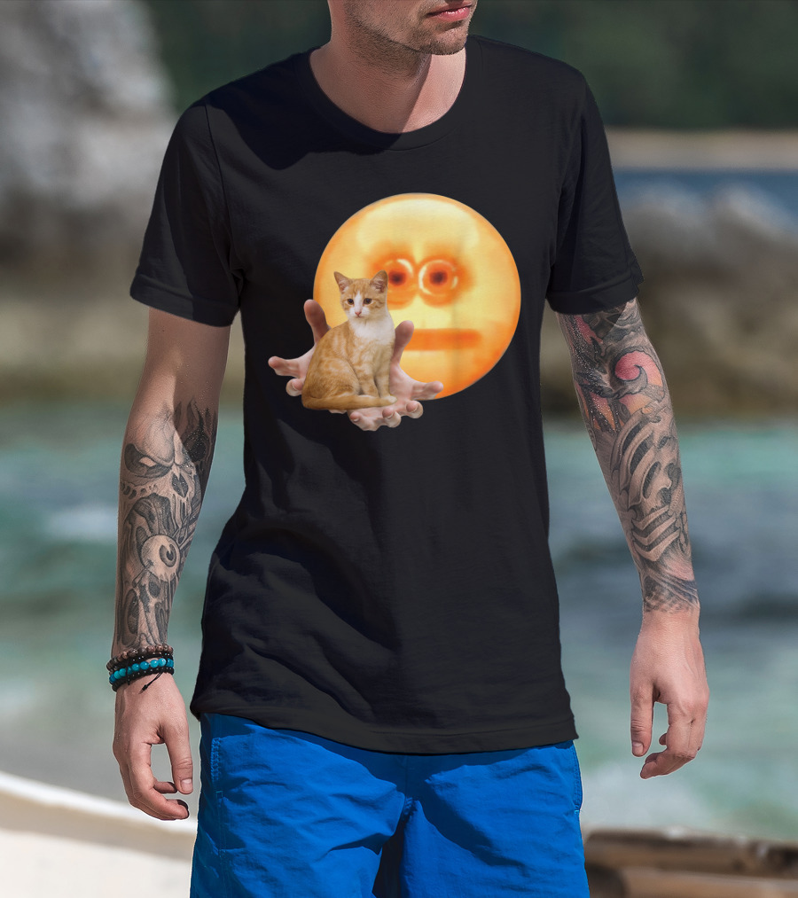 Screen Reaching Emoji Cat Meme Dank T-Shirt