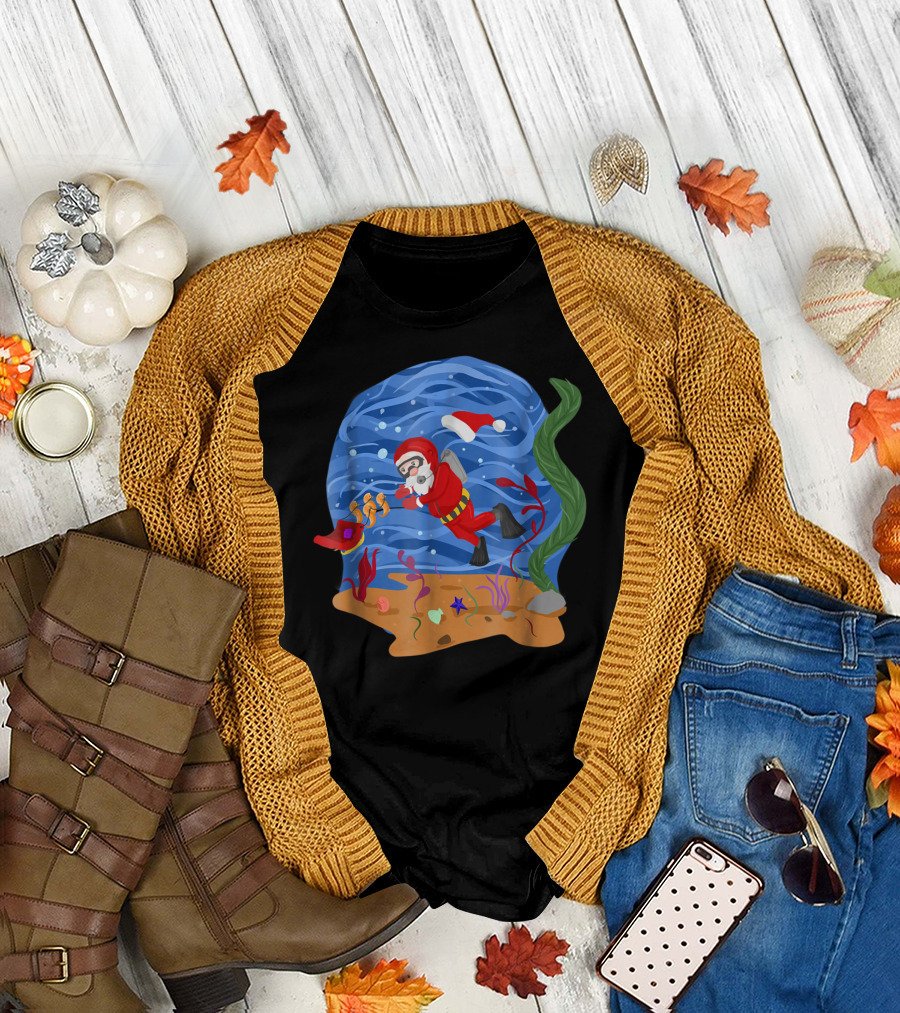 Santa Claus Scuba Diving Underwater Adventure T-Shirt