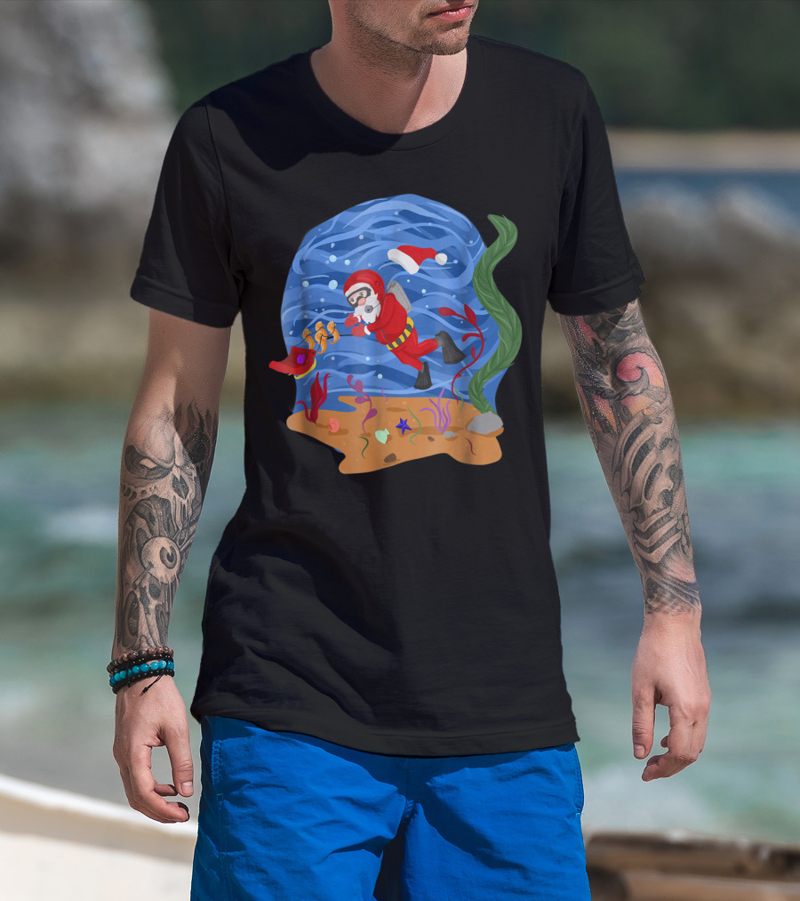 Santa Claus Scuba Diving Underwater Adventure T-Shirt