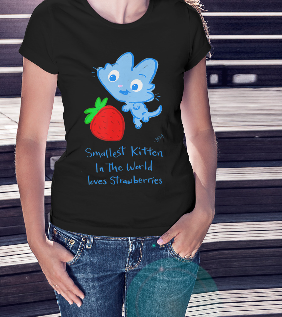 Smallest Kitten In The World Loves Strawberries T-Shirt