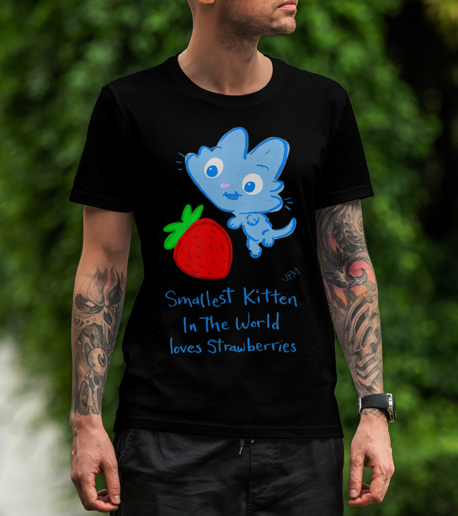 Smallest Kitten In The World Loves Strawberries T-Shirt
