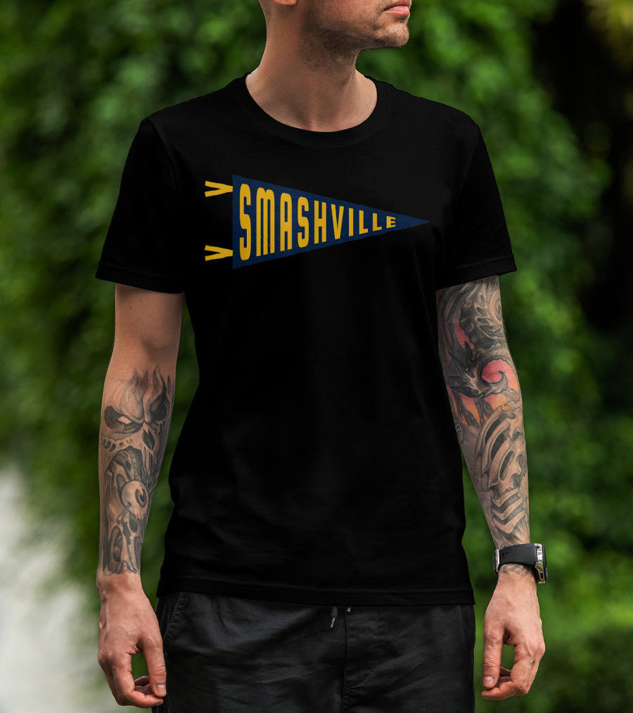 Smashville Pennant Flag Nashville Hockey T-Shirt