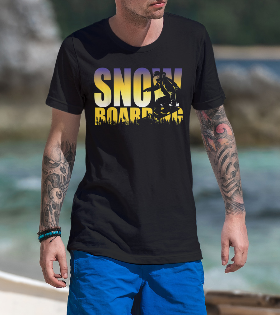 Szy Snowboarding Gnarly Bold Gradient Snowboarder T-Shirt