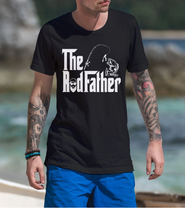 The RodFather Fishing Rod Fish Reel Bearded Man T-Shirt