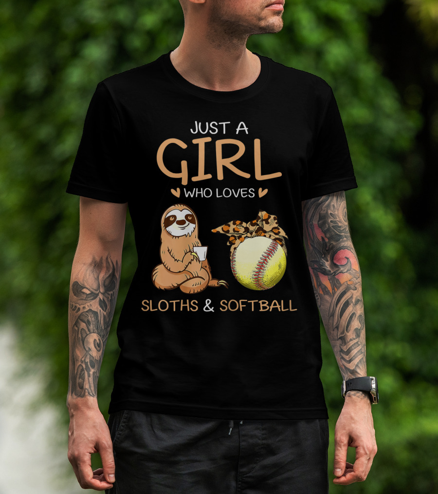 Just A Girl Who Loves Sloths And Softball T-Shirt