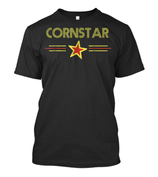 Corn Star Retro 80s Cornhole Team Icon With Star And Stripes T-Shirt