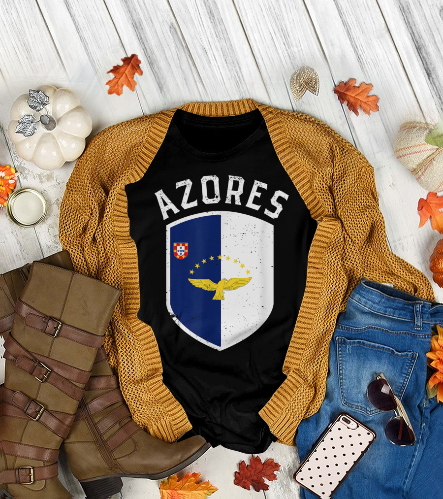 Azores Portugal Shield Emblem with Eagle and Stars T-Shirt