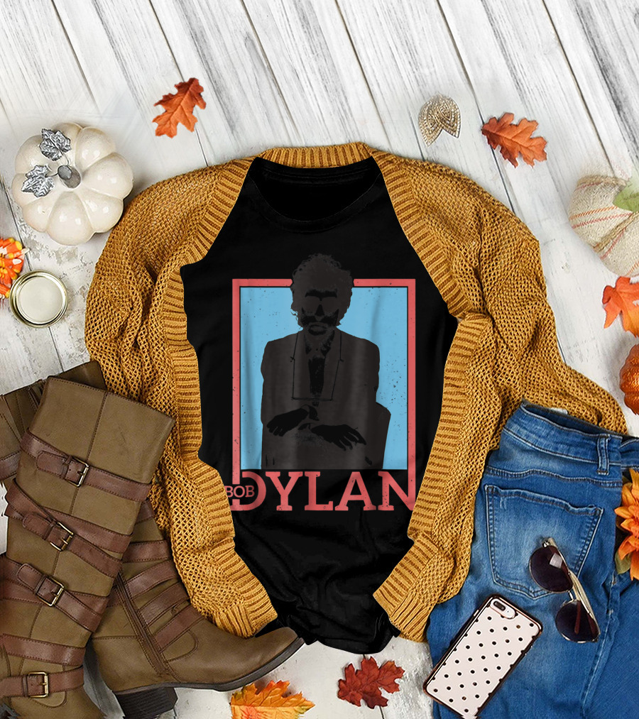 Bob Dylan Outline Blue and Red Framed T-Shirt