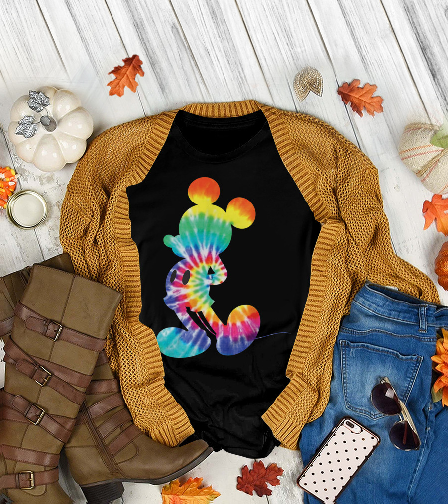 Disney Mickey Mouse Psychedelic Rainbow Tie Dye T-Shirt