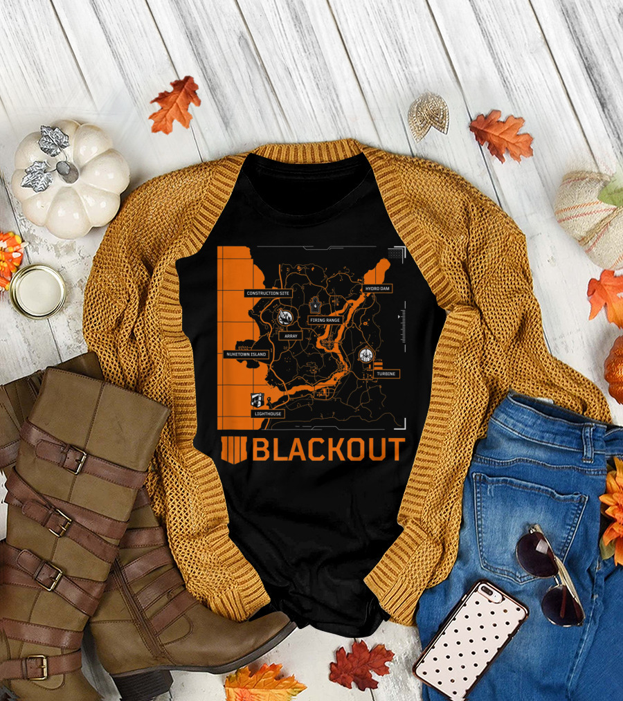 Blackout Map Call of Duty Black Ops 4 Nuketown Island Hydro Dam Firing Range T-Shirt