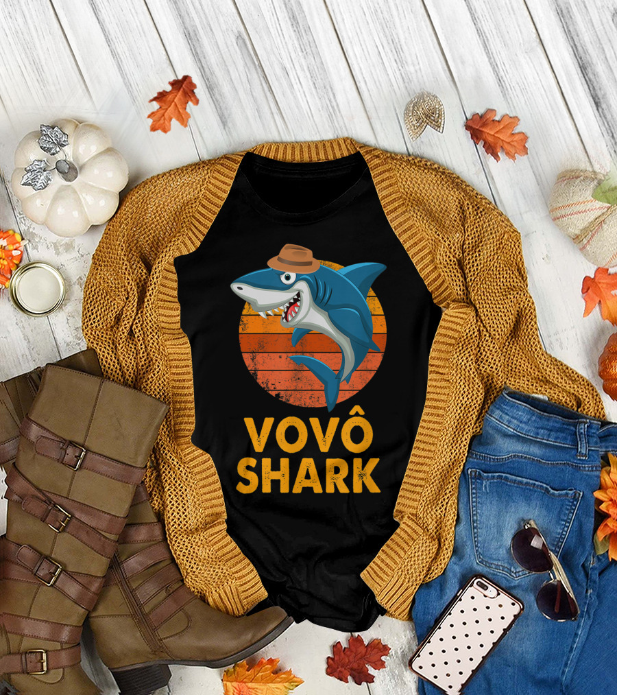 Funny Father's Day Vovô Shark Grandpa Papa T-Shirt