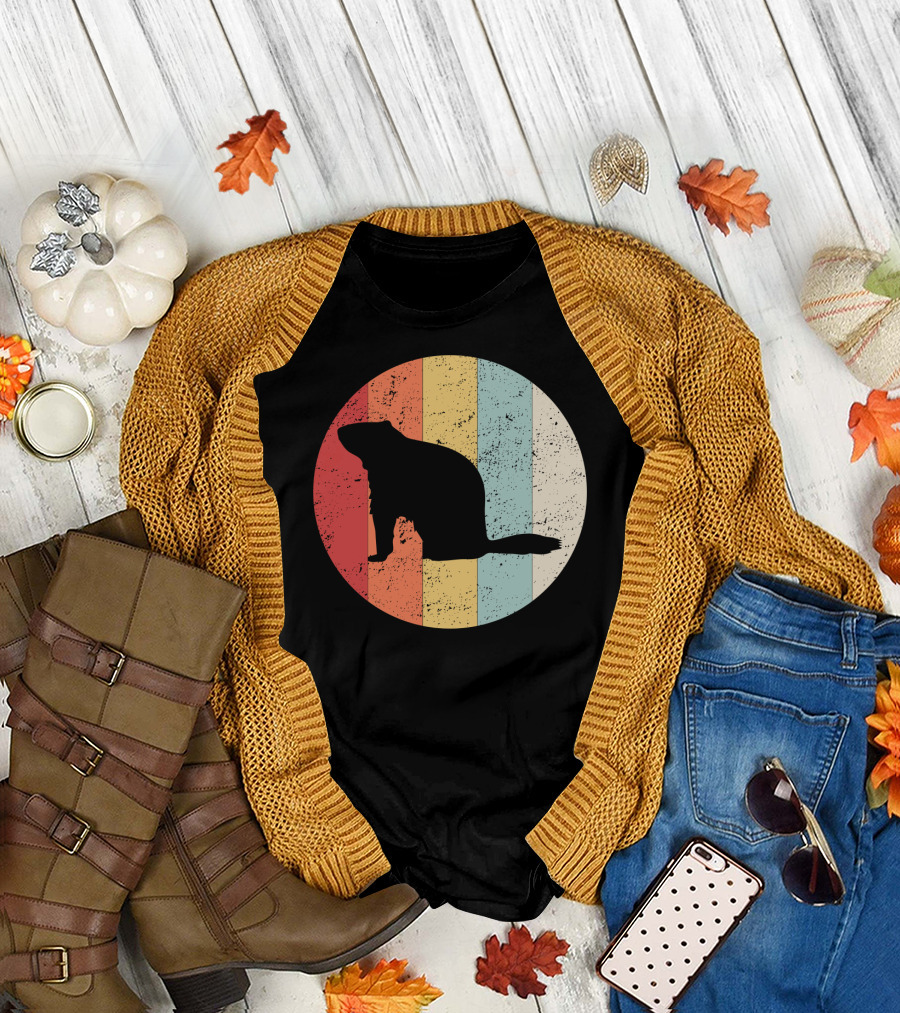 Happy Groundhog Day Classic Groundhog Retro Silhouette Circle T-Shirt