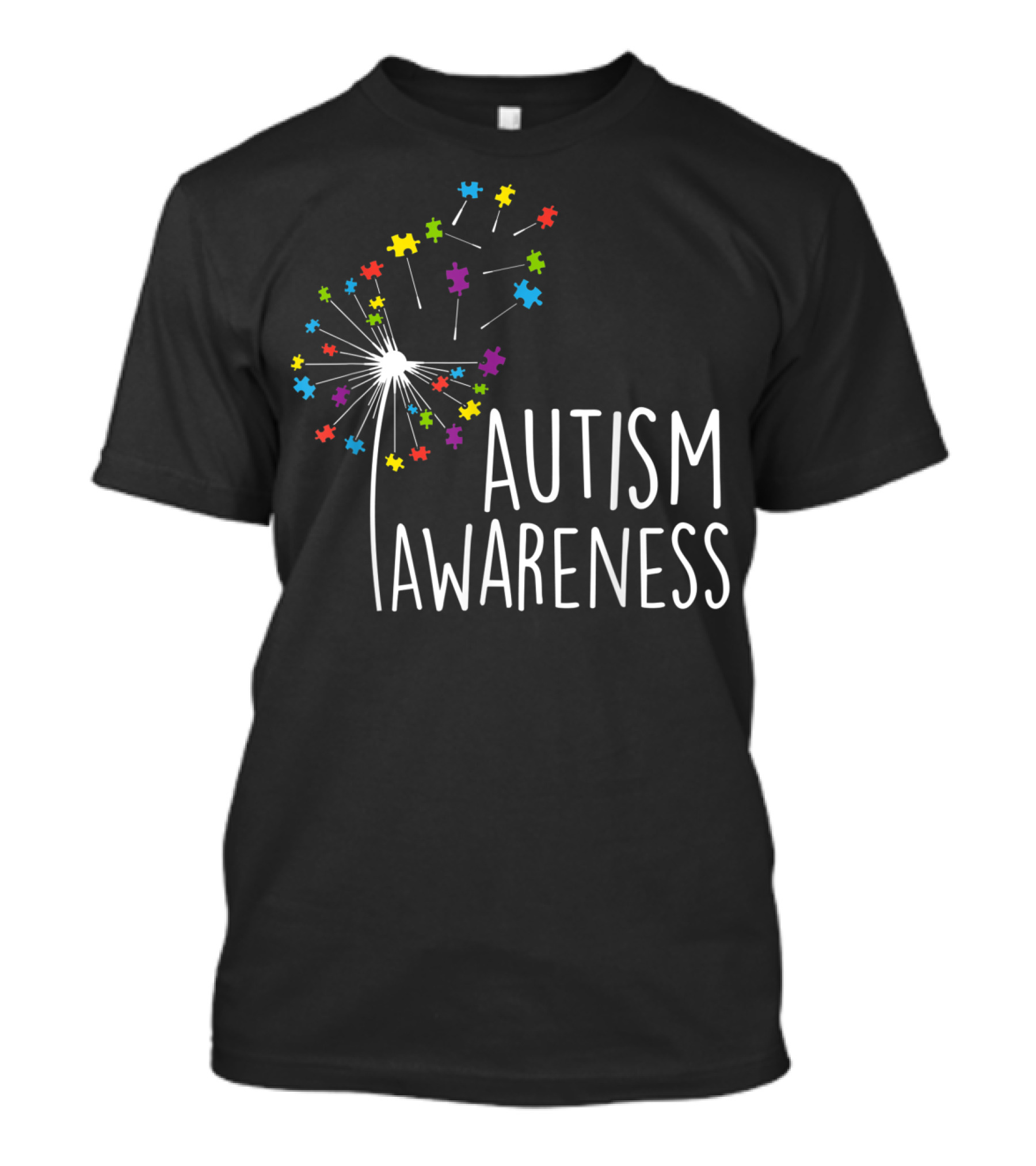 Autism Awareness Colorful Dandelion Puzzle Pieces T-Shirt